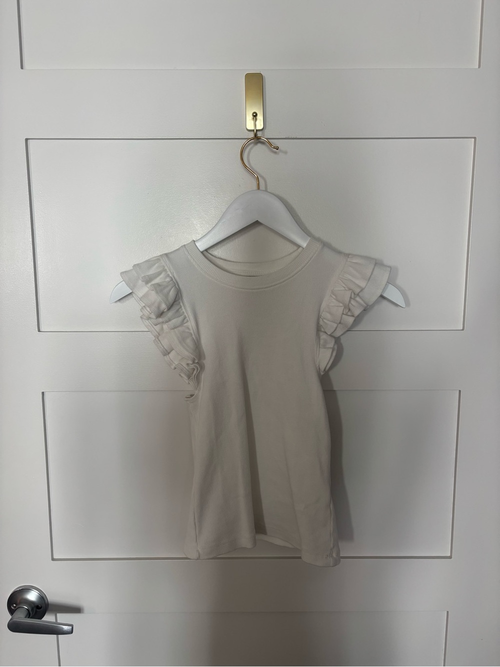 Maeve Cream Ruffle Sleeve Tank Top